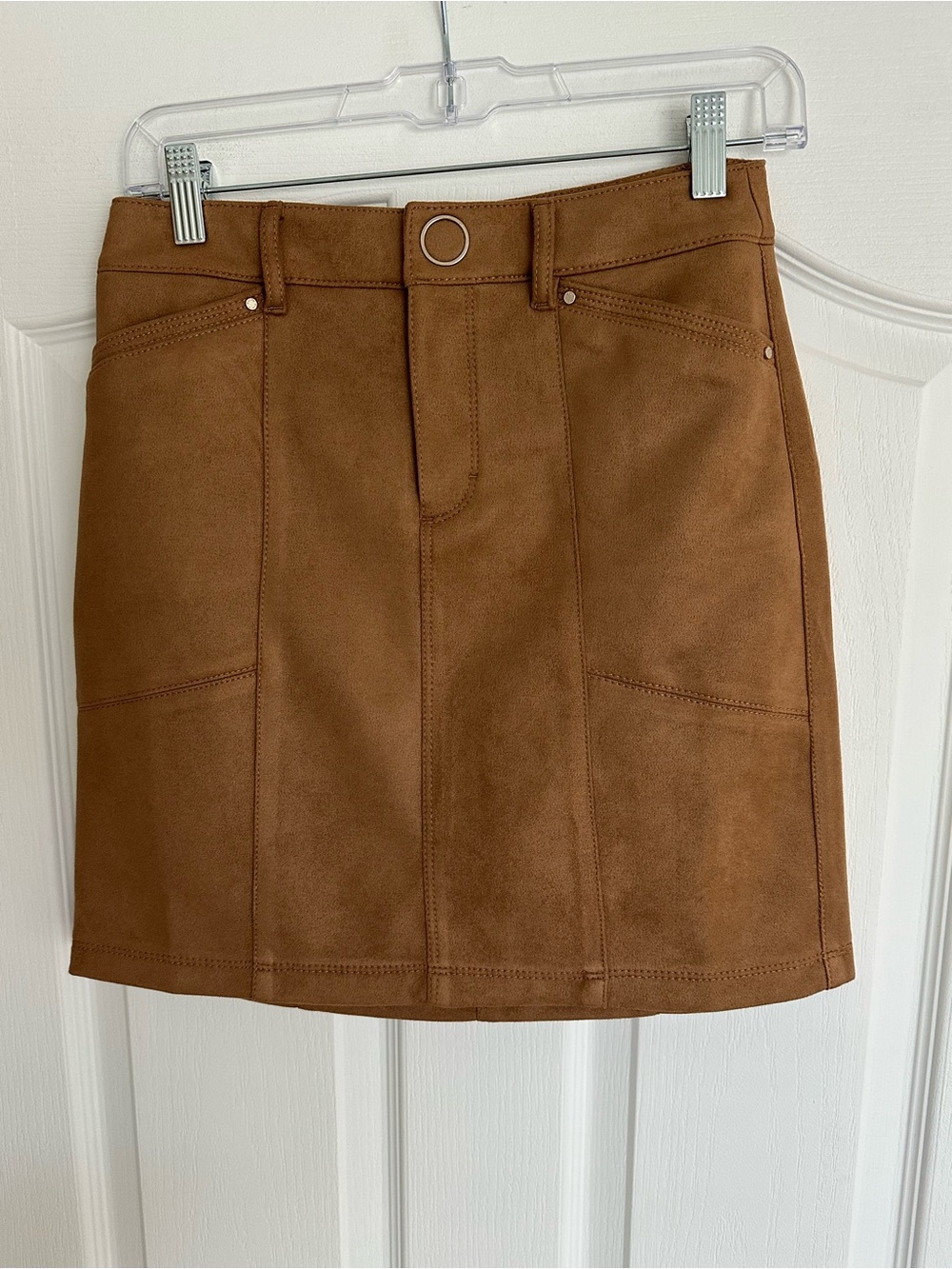 White House Black Market NWOT Tan Faux Suede Mini Skirt